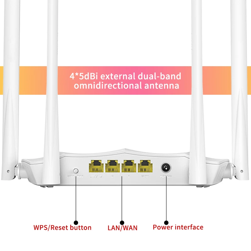 Беспроводной Wi Fi роутер GLVISION GLC5 AC1200 с антенной высоким коэффициентом усиления 2 4
