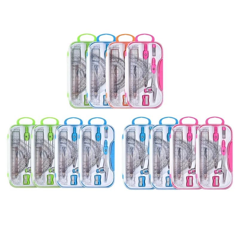 

4 набора математических искусств 10 шт. набор инструментов для рисования студенческие принадлежности для чертежей и рисунков