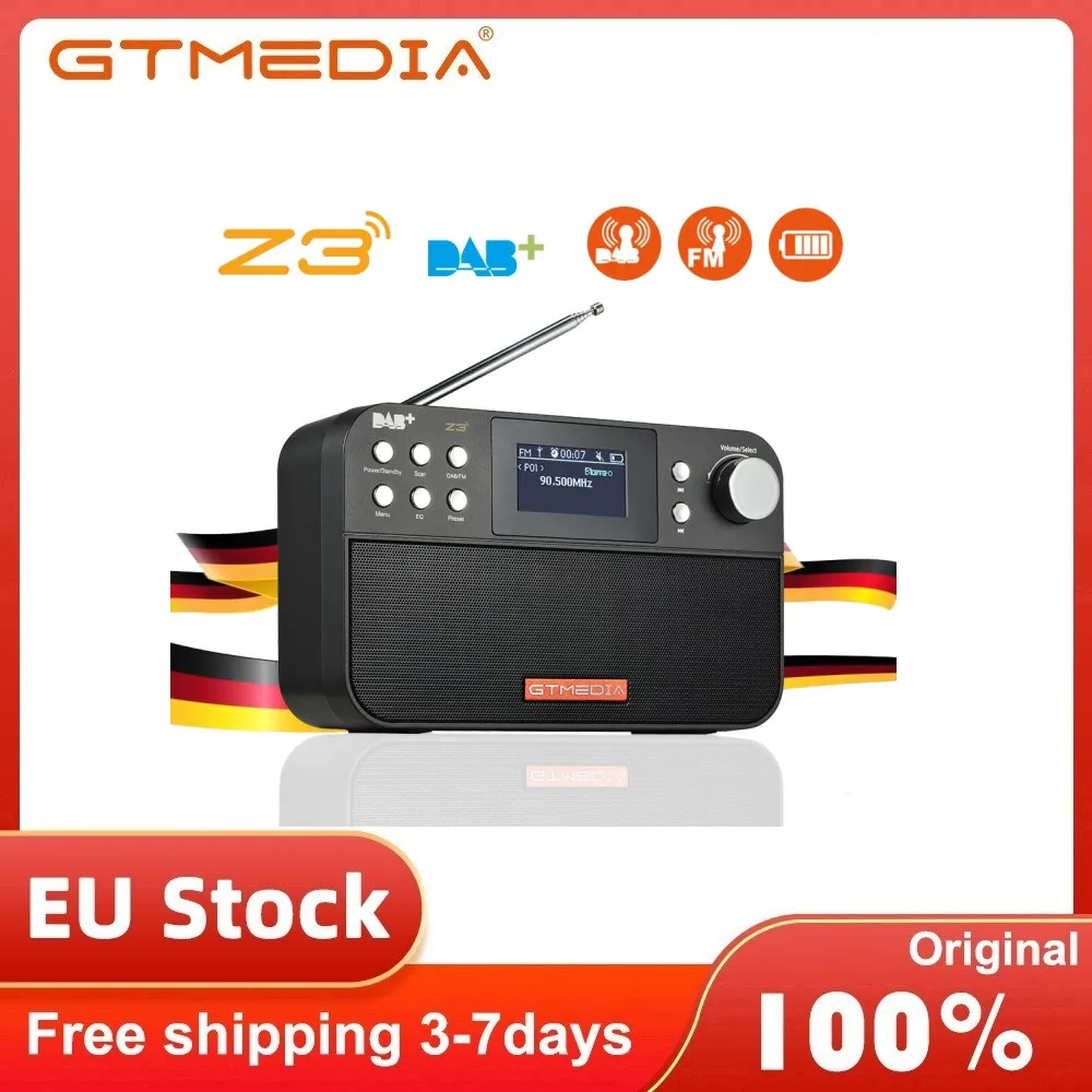 GTMEDIA Z3 Radio Receiver Portable Digital DAB Stereo/ RDS Multi Band Radio Speaker Alarm Clock TFT Black And White LCD Display