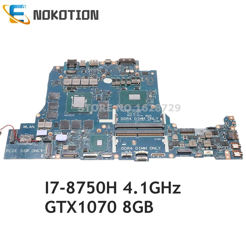 

NOKOTION DDR51 LA-F551P 0D3R1D CN-0D3R1D For DELL Alienware 17 R5 17-R5 Laptop motherboard SR3YY I7-8750H CPU 4.1GHz GTX1070