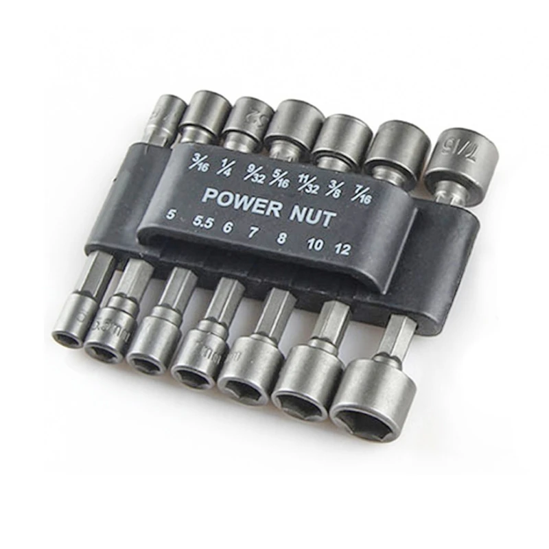 

157A 9 Pcs/14 Pcs Hexagonal Nut Driver Drill Bit Socket Screwdriver Wrench Set Shank Screwdrivers Nutdrivers Bits Sleeve