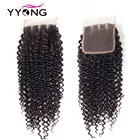 Кружевная застежка Yyong 4X4, бразильские вьющиеся волосы, 100% неповрежденные волосы, отбеленные узлы, свободная часть, естественная линия волос