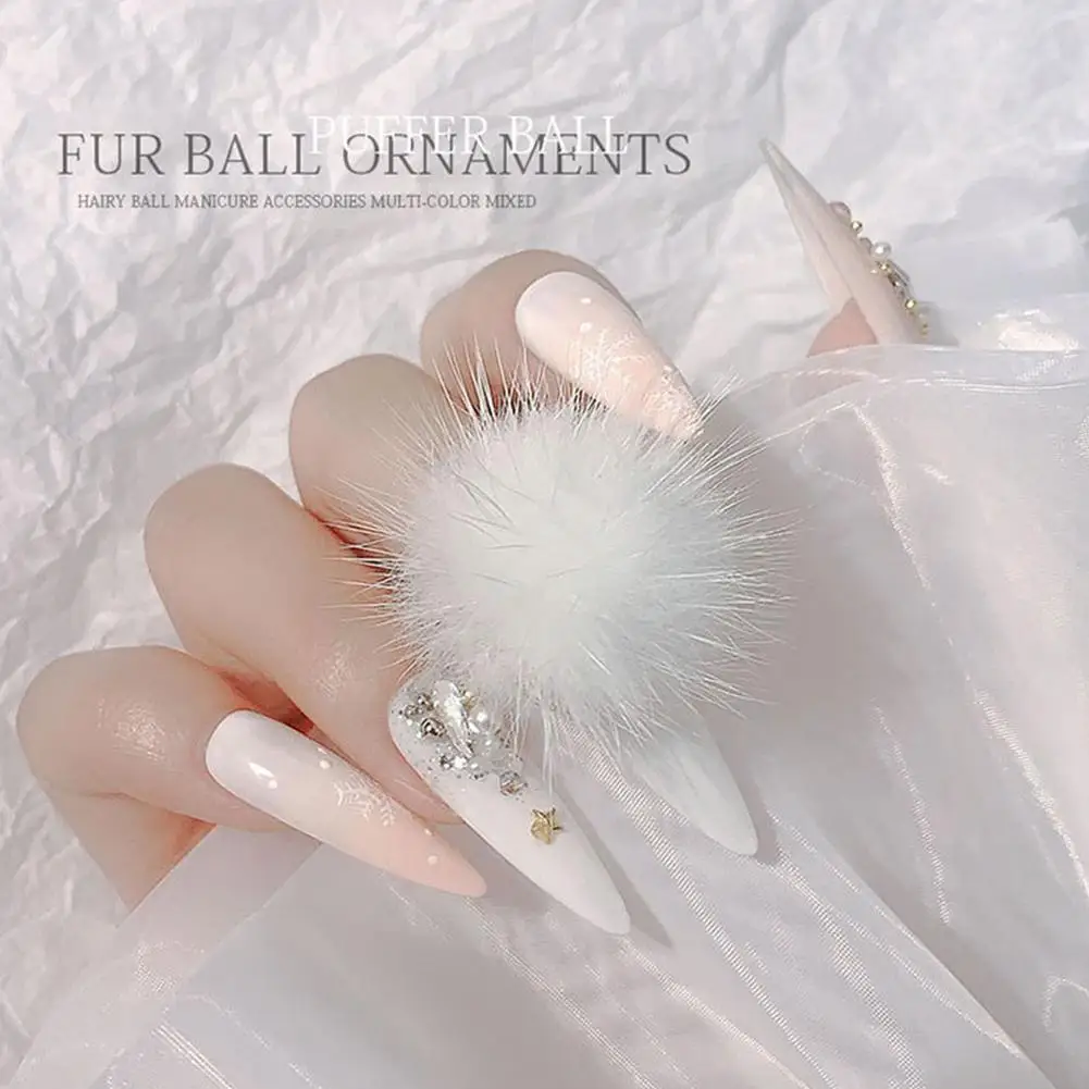 

Lovely Pompom Plush Ball Nail Jewelry DIY Nail Art Nail Decorations Detachable Accessories Ornaments Magnet Manicure 10pcs/ I2U7