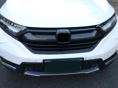 Carbon firber look Carbon fiber look gloss black Front Bumper Grill Strip Trim Cover bars for Honda CRV CR-V CRV Tail door trim - Цвет: Carbon firber look