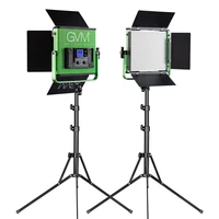 gvm led photography lights 672s bi color video studio 2 light kit for youtube lighting with stand wireless remote control green