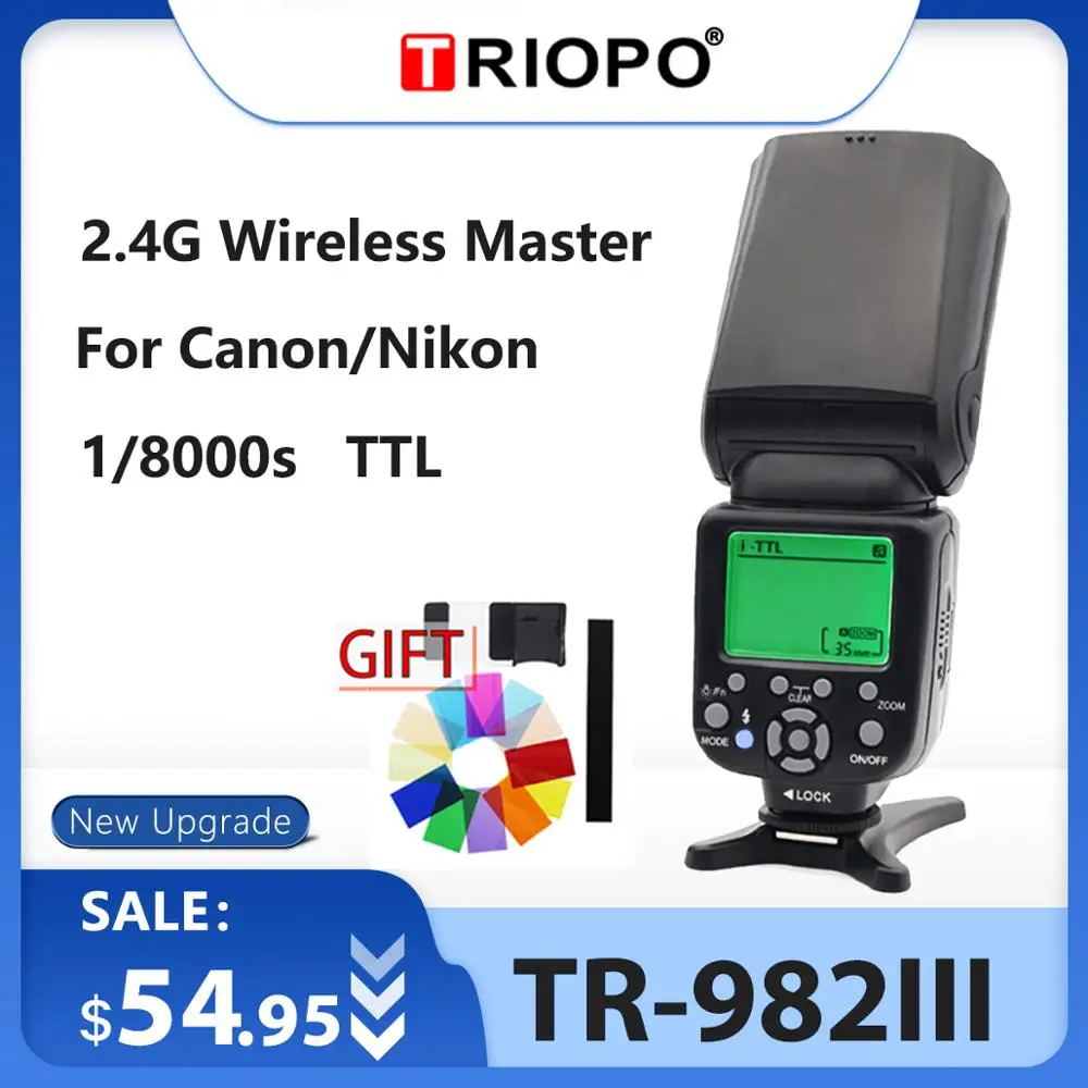 Triopo TR-982III вспышка светильник TR982III скорость lite высокоскоростная синхронная i-ttl вспышка 2,4G беспроводной мастер Slave для CANON/NIKON