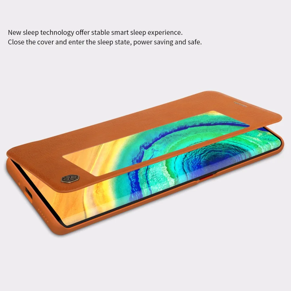 Умный чехол для huawei mate 30 Pro, чехол для huawei mate 30 Nillkin QIN, кожаный чехол, откидная крышка, функция сна и пробуждения