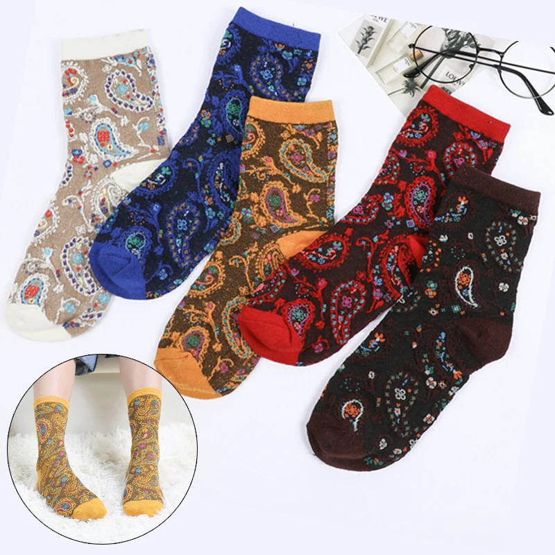 Женские носки цветные рождественские новогодние художественный принт