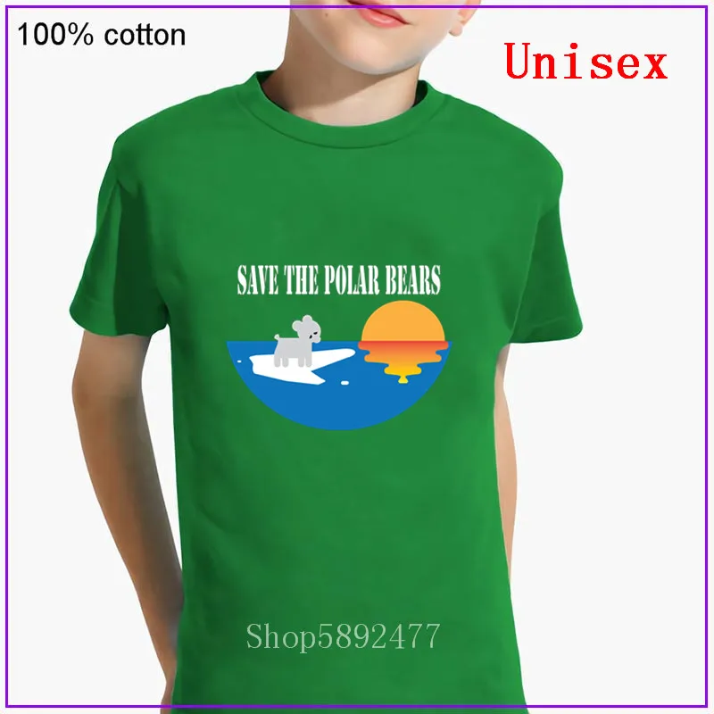 2020 New Hot Sale design Save the polar bear white T Shirt Children t-shirt Fashion Boy clothes Girl Cartoon Kid Tees | Детская одежда