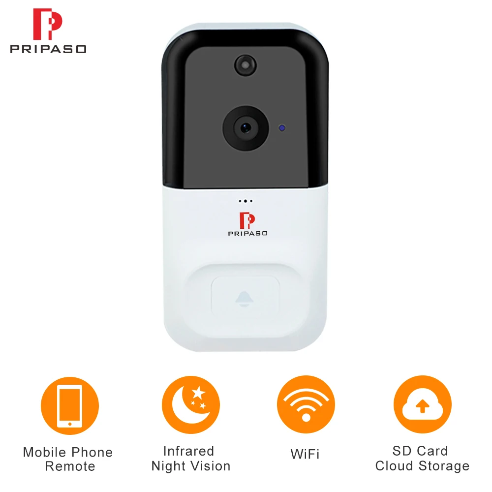 Умный беспроводной дверной звонок Pripaso Wi-Fi 720P домофон IP камера инфракрасное