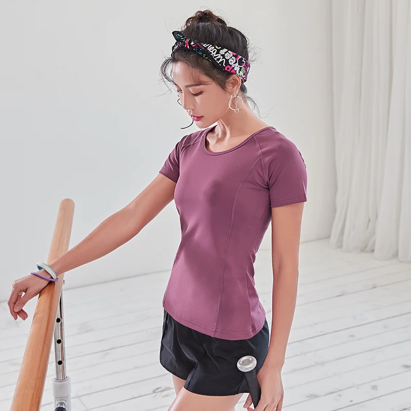 Женская спортивная рубашка для йоги быстросохнущая футболка бега одежда фитнеса
