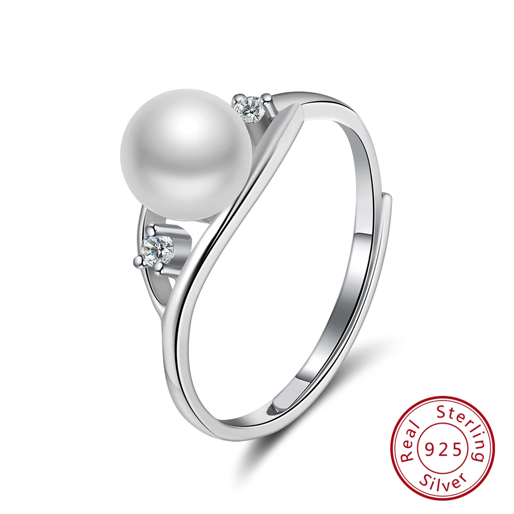 ORSA JEWELS кольцо твердое Серебряные кольца для Для женщин из натурального пресноводного жемчуга кольцо AAA CZ Регулируемый девушка Юбилей подарок SR76 - Цвет камня: white Color