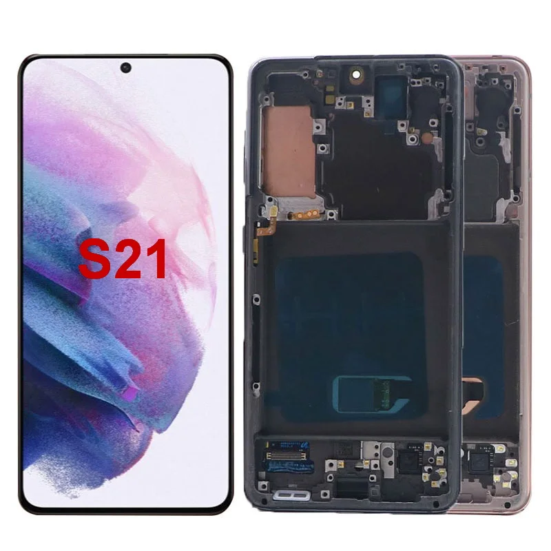 Pantalla Lcd AMOLED Original para Samsung Galaxy S21, montaje de digitalizador t&aacute;ctil con Marco, reemplazo con puntos, G991, G990F-5