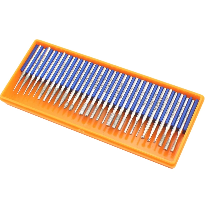 Горячая XD 30 шт. набор алмазных шлифовальных головок с покрытием резные заусенцы