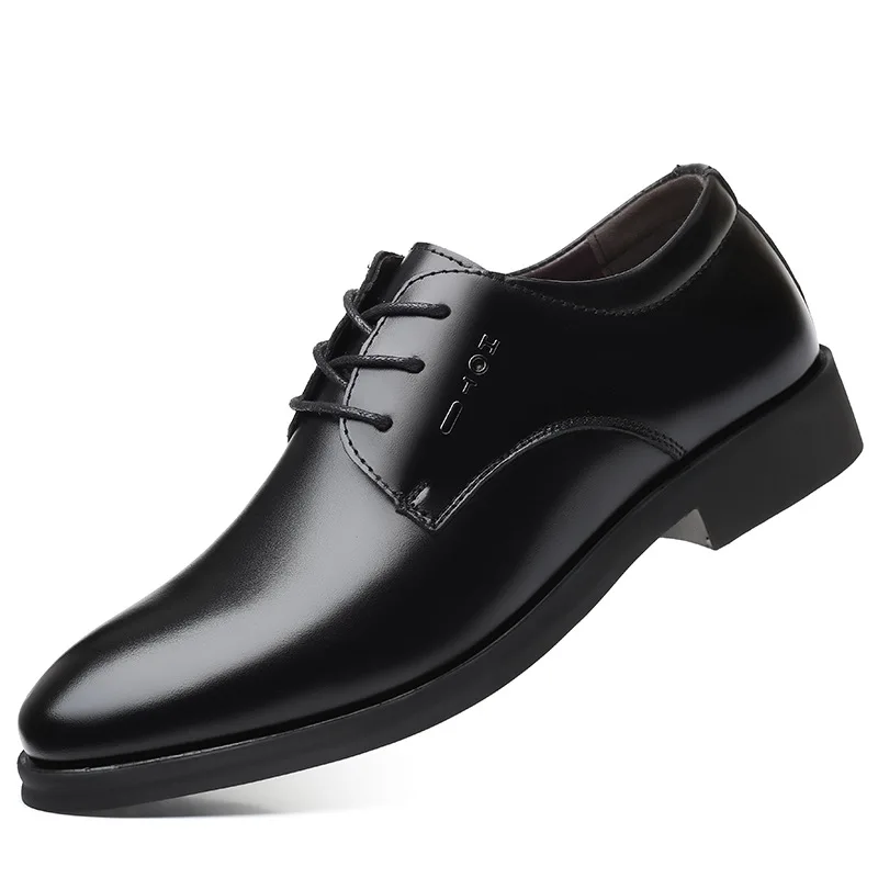 

Leather shoes, breathable cowhide casual shoes, business suits, men's real pointed toe lace-up wedding shoes
