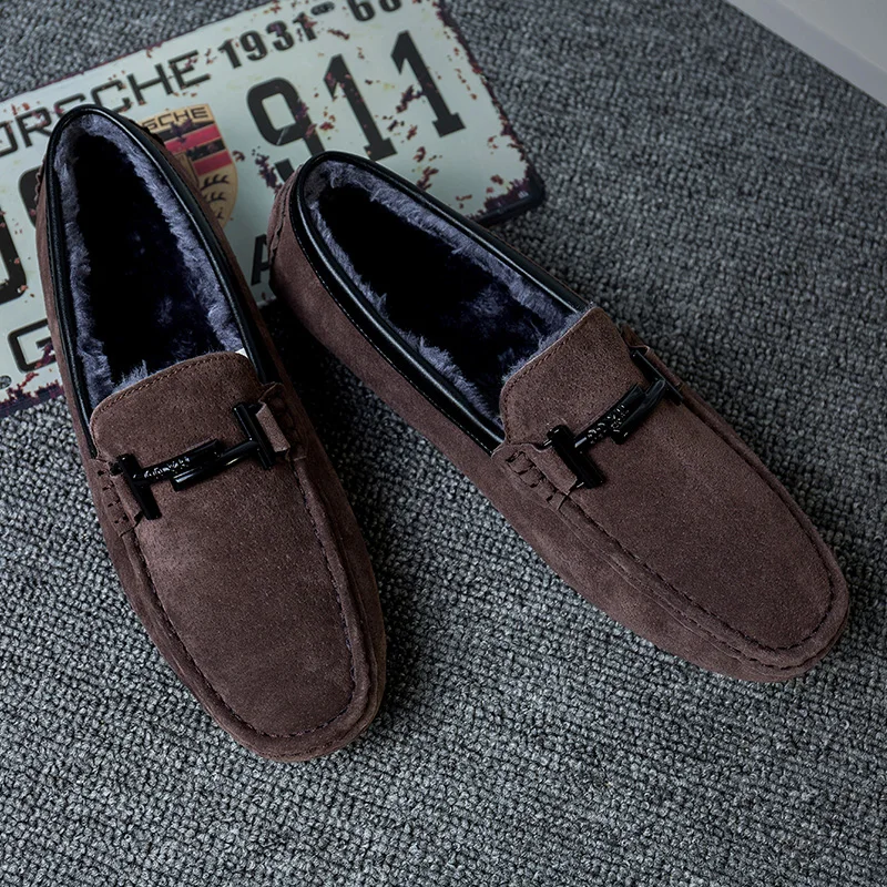 VRYHEID Genuine Leather Men Casual Shoes High Quality Soft Suede Mens Loafers Moccasins Italian Fashion Driving warm Fur | Обувь