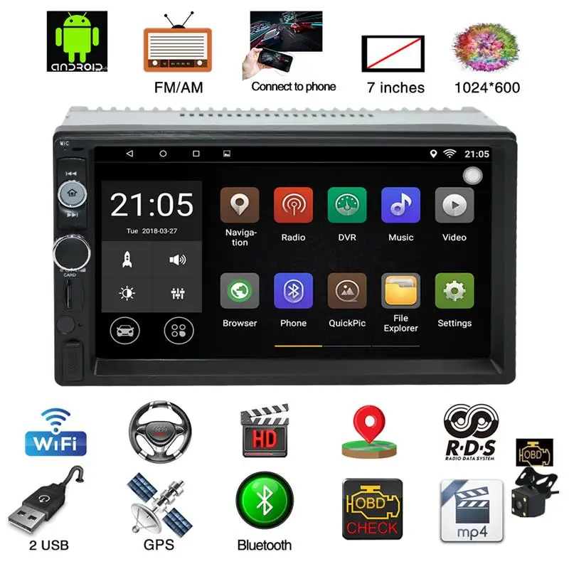 

Android 7 inch Car Radio Touch Android Player MP5 Player Auto Radio WiFi Bluetooth Multimedia Player Bluetooth Rear View Camera