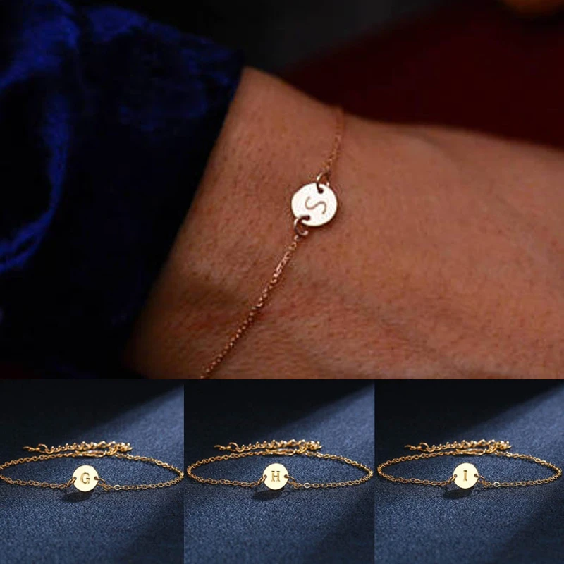 Браслет с подвеской 26 букв цвет: серебро золото | Украшения и аксессуары