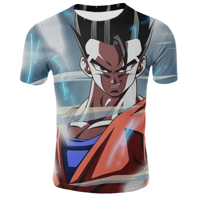 Футболка мужская с 3D принтом Драконий жемчуг Z Повседневная рубашка Super Saiyan Goku