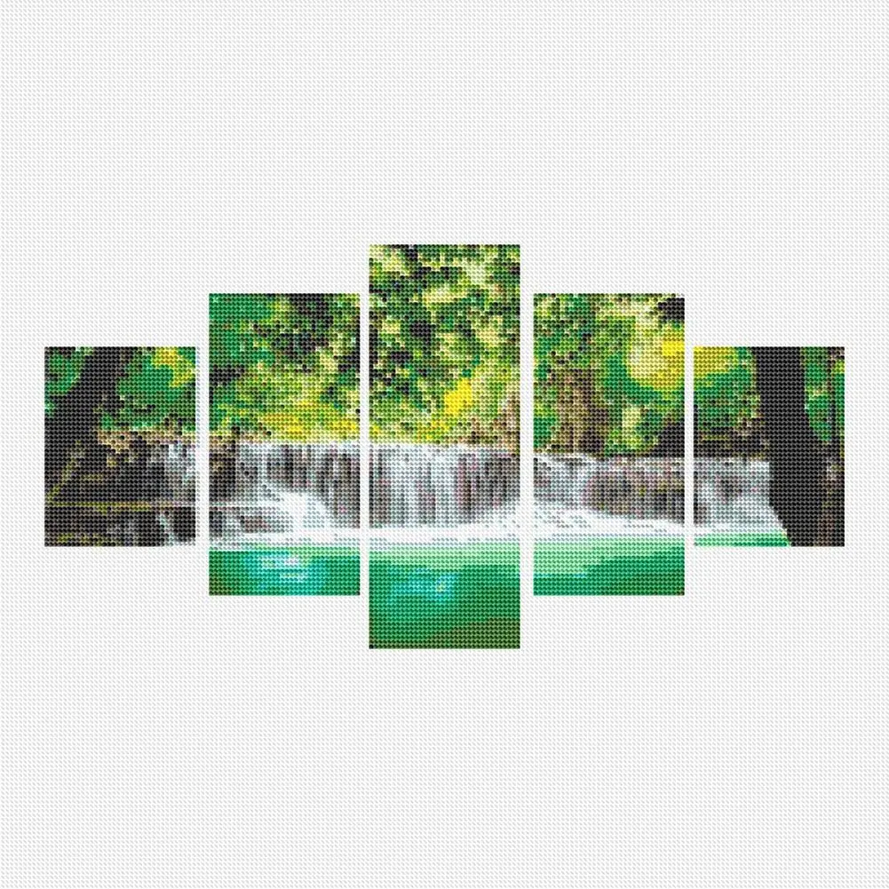 Картина триптиха для алмазной вышивки водопад природа стразы 5 панелей/набор