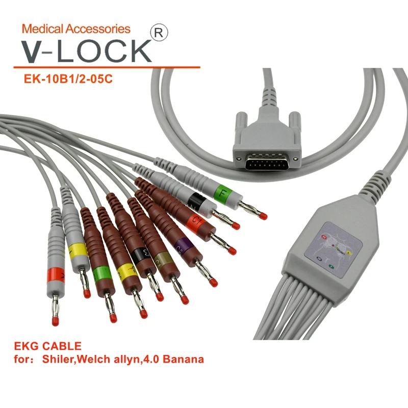 

Популярный EKG кабель с 10 проводами, Banana4.0 для Shiler,Welch allyn-C