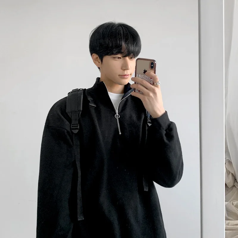 

Men's Wear 2021 New Solid Color Sweatshirt Style T-shirt Ins Trendy Fashion Autumn Loose Long Sleeve Sweatshirt For Male