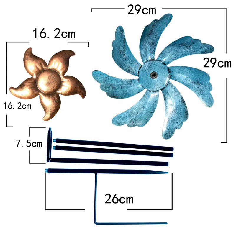 

Home Iron Art Wind Spinner Lawn Garden Windmill Decoration Outdoor Metal Style Sculpture Blue