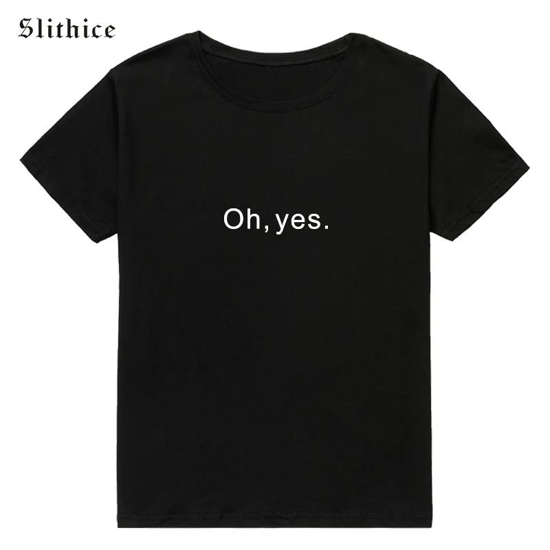 Женские футболки Slithice oh yes harajuku черные и белые рубашки с коротким рукавом