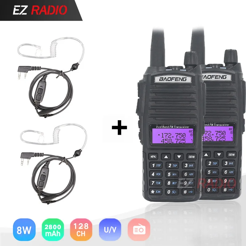 2 шт./лот обновление UV-82 BaoFeng 8 Вт ветчина радио 10 км Baofeng UV 82 высокая 8 Вт рация 10 км Baofeng UV82 Горячая Baofeng uv-9r UV 9R - Цвет: Add 2 Acoustic HD