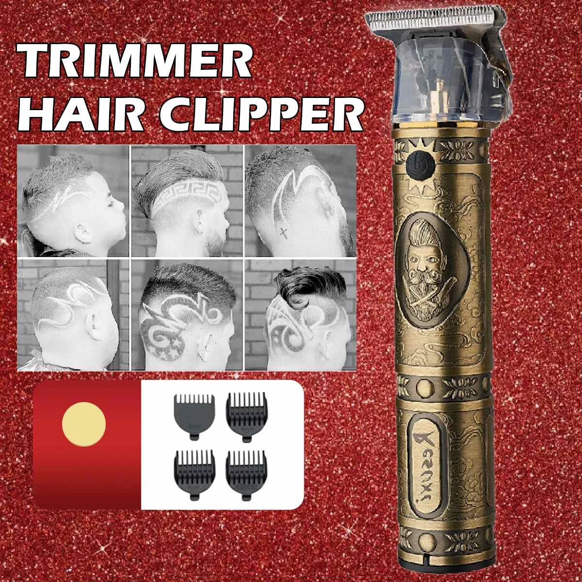 

Usb rechargeable Hair Trimmer Professional hair cut machine Electric Hair Clipper Beard trimmer for men with 3 combs & 1 brush