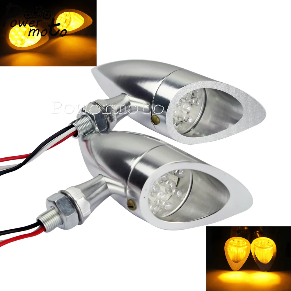 

12V LED Chrome Motorcycle CNC Bullet Turn Signal Indicator Blinker Light For Honda Suzuki Yamaha Bobber Chopper Softail Cruiser