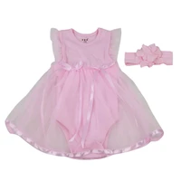 pink dress clothing for 22 23 inch reborn baby dolls romper dress headband new born baby clothes baby girl clothes