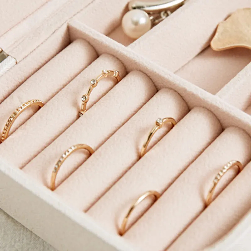 

New Women Simple Jewellery Box Earrings Rings Organizer Multi-function Travel Boxes Lady Female Jewelry Ornaments 2021 Fashion