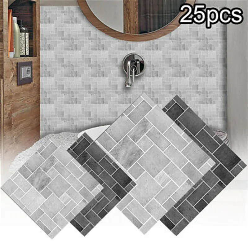 

25pcs Kitchen Tile Stickers Bathroom Mosaic Sticker Self-adhesive Wall Decor Wall paper for kitchen and bathroom tiles