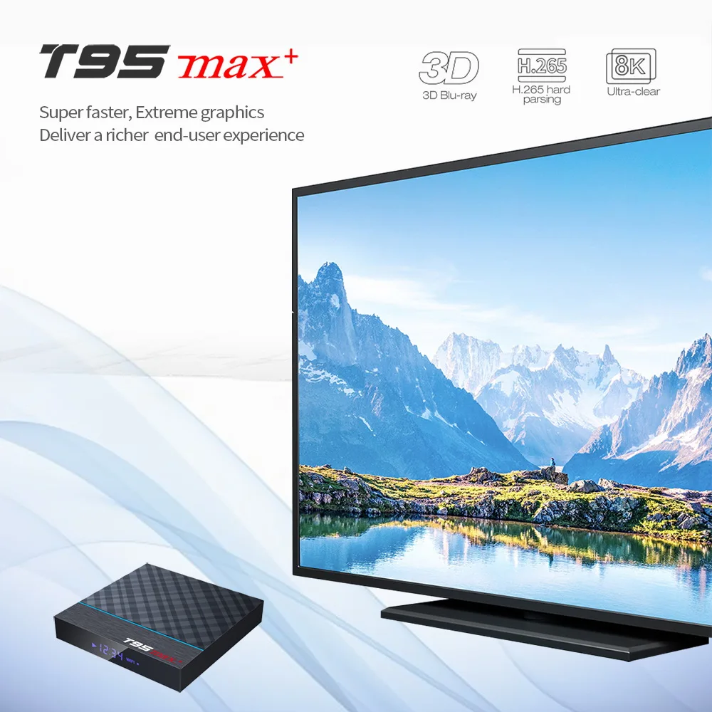 Приставка Смарт-ТВ T95 MAX Plus Android 9 0 Amlogic S905X3 4 + 64 ГБ Bluetooth 3 8K | Электроника