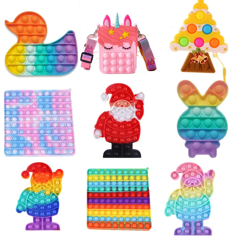

Funny Lot SizeToy Fidget Toys Push Bubble School Bag Board Pendant Hot Sale Adult Pop Decompression Toy Children Anti-Stress