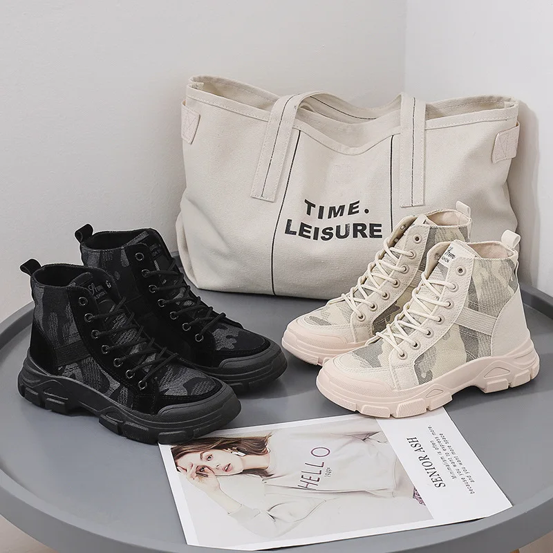 

Women Martin canvas boots 2020 autumn Ankle Boots Women lace up casual Shoes lady Autumn Martin Boots Winter short boots 8hI1
