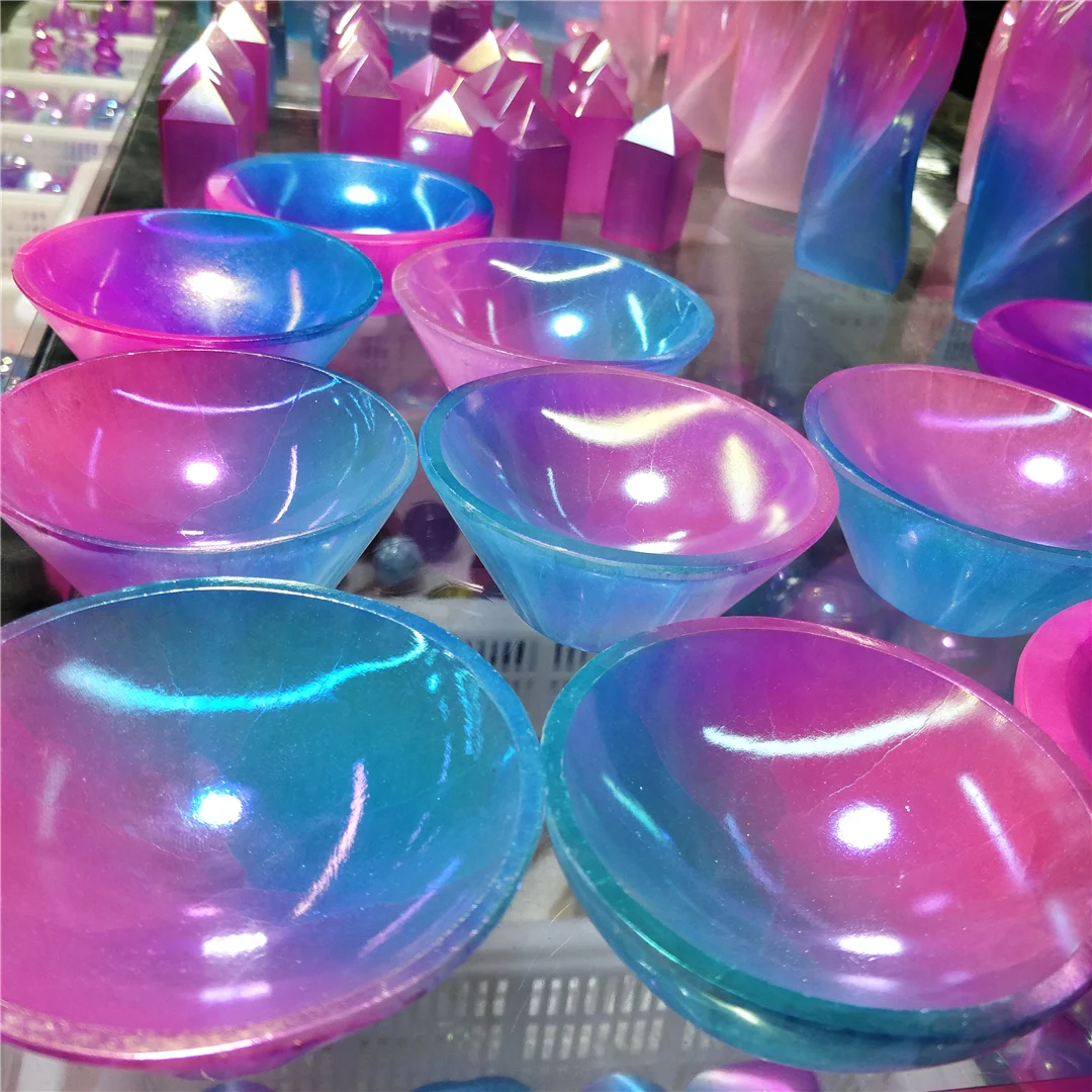 Природный Кварц селенит минеральные гальванизированные чаши кошачий глаз