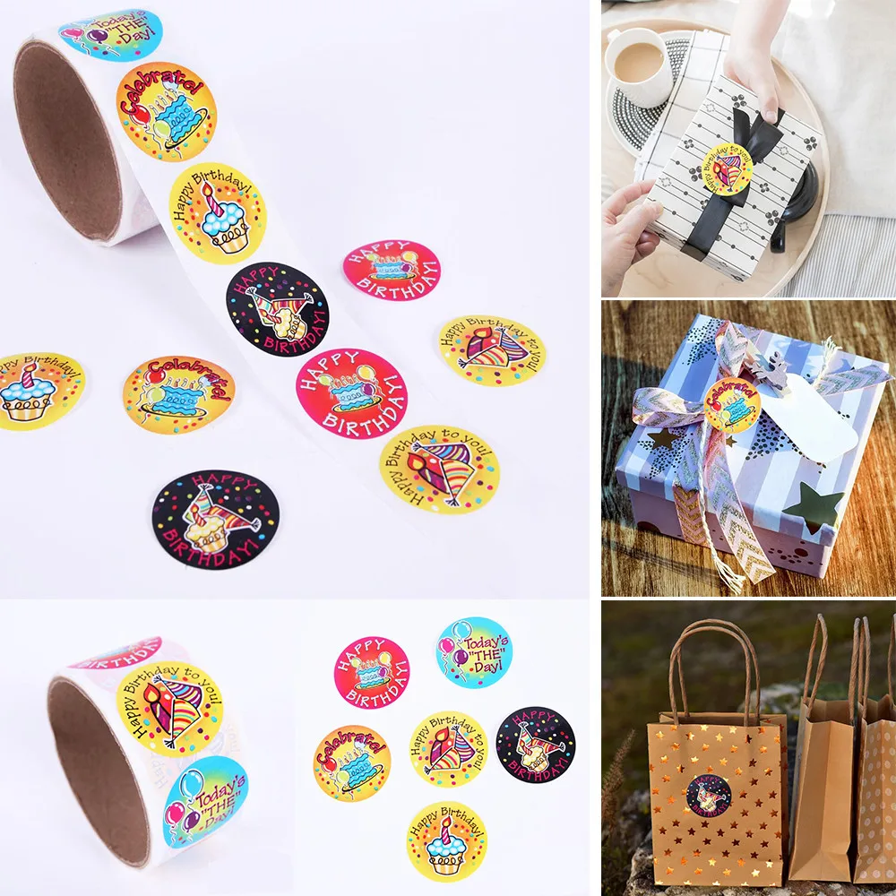 Стикеры &quotДень рождения&quot 100 шт. в комплекте Милая футболки с изображением