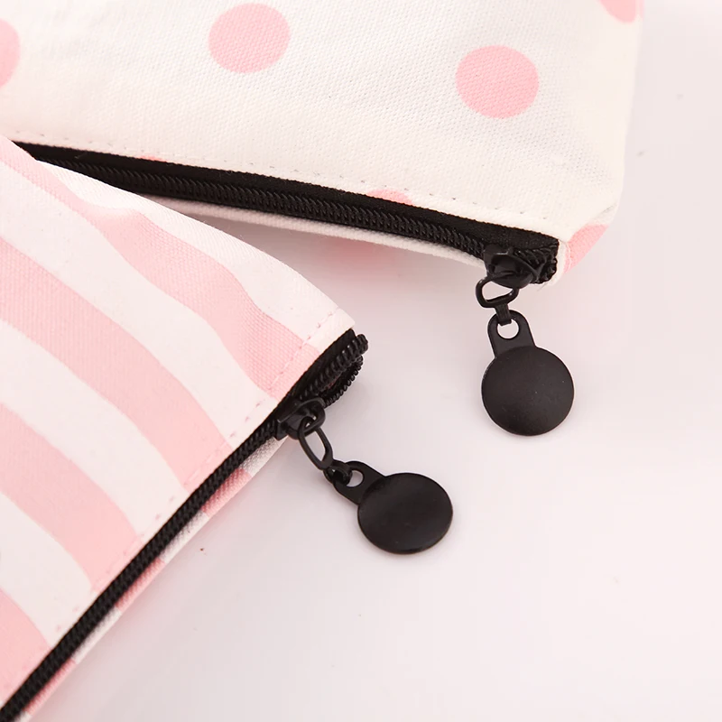 1pc Pink Stripe Pencil Case for Girls Canvas Bag School Supplies Office Accessories Chancery Stationery Pen Storage | Канцтовары для