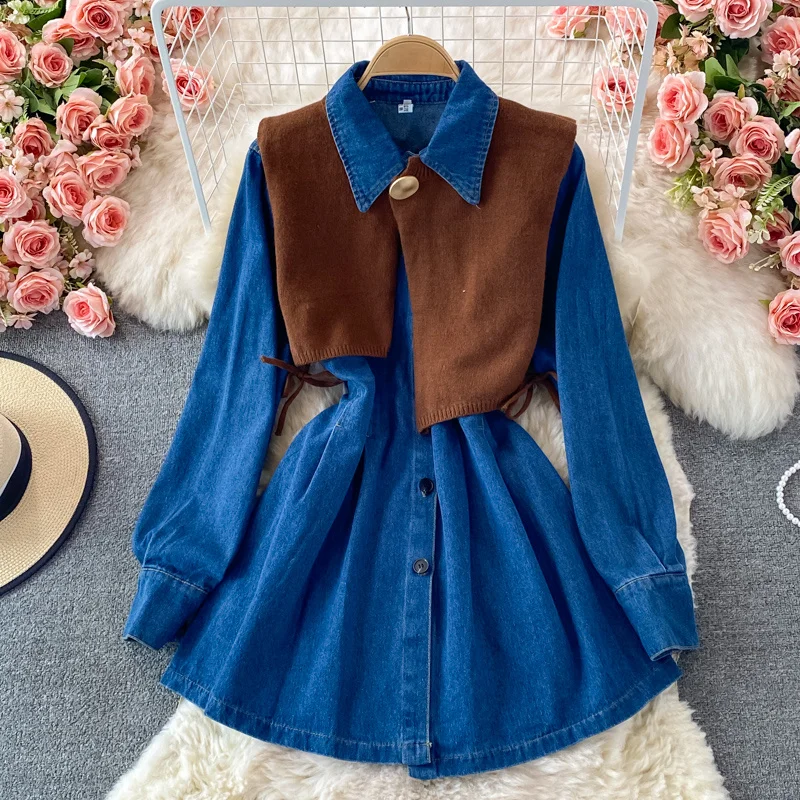 

ZCSMLL Women Denim Asymmetrical Shirt New Turn-down Collar Long Sleeve Fashion Temperament Spring Autumn 2022