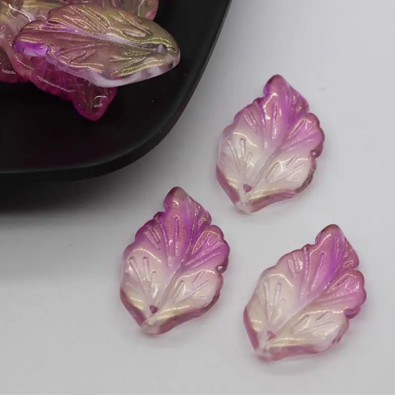 

50PCS 17x27mm Glass Feather Leaf Frosted Bead DIY Jewelry Accessories High Quality Exquisite Wholesale Beautiful