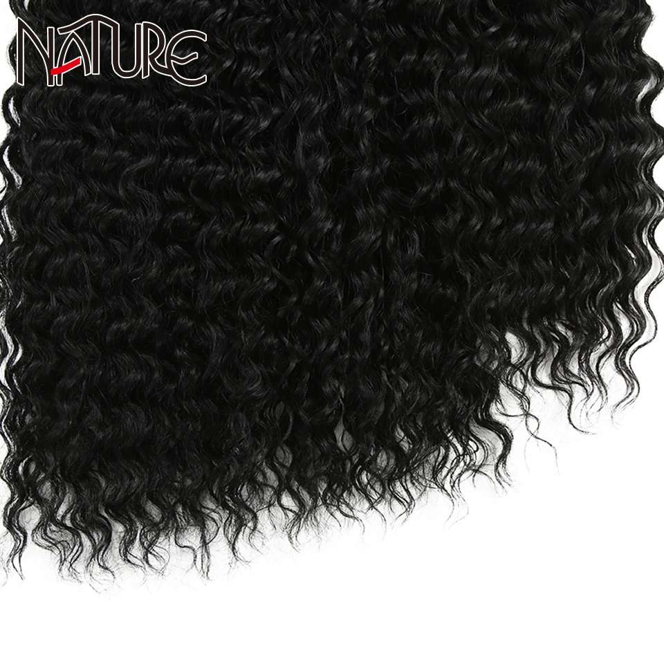 Synthetic Weave Women's Black Kinky Curly Hair Bundles High Temperature Fiber Ombre Blonde Loose Wavy Synthetic Hair Extensions