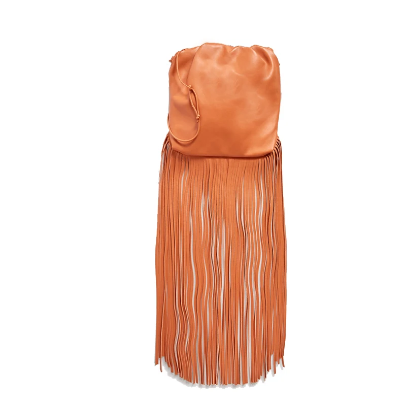 

Women Personality Long Tassel Bag Solid Color Clutch Casual Large Capacity Shoulder Bag Fashion 2020 New A678