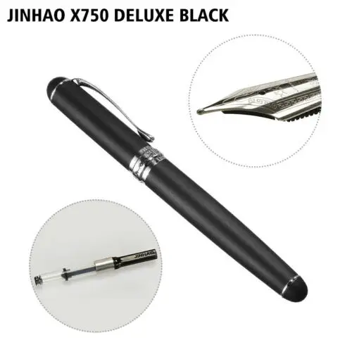 Jinhao X750 матовая черная авторучка чернильная ручка хромированная отделка F Перо