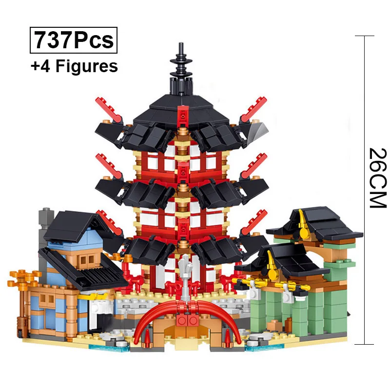 

737Pcs Ninja Temple Set Building Blocks DIY City With Movies Figures Model Bricks Toys Collection Gifts For Children Adult