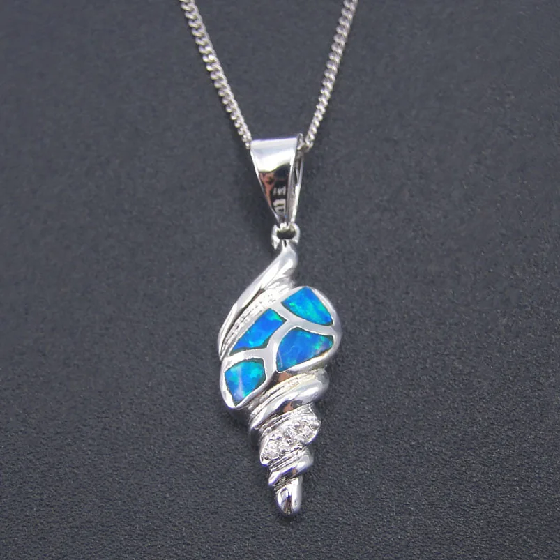 

Sea Animals Conch Shell Opal Pendant Necklace in 925 Sterling Silver Women Jewelry For Gift