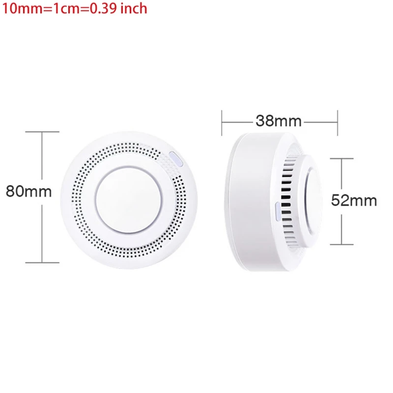 

67JA Tuya WiFi Smoke Detector 2.4G Wifi 80dB Alarm Ultra Low Power Smoke Detector App Control for Smart life,1 Pack