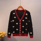 Новинка 2021, женские свитера, вязаный кардиган с вышивкой пчелы, рубашка с длинным рукавом, короткое тонкое пальто, женская одежда, оптовая продажа