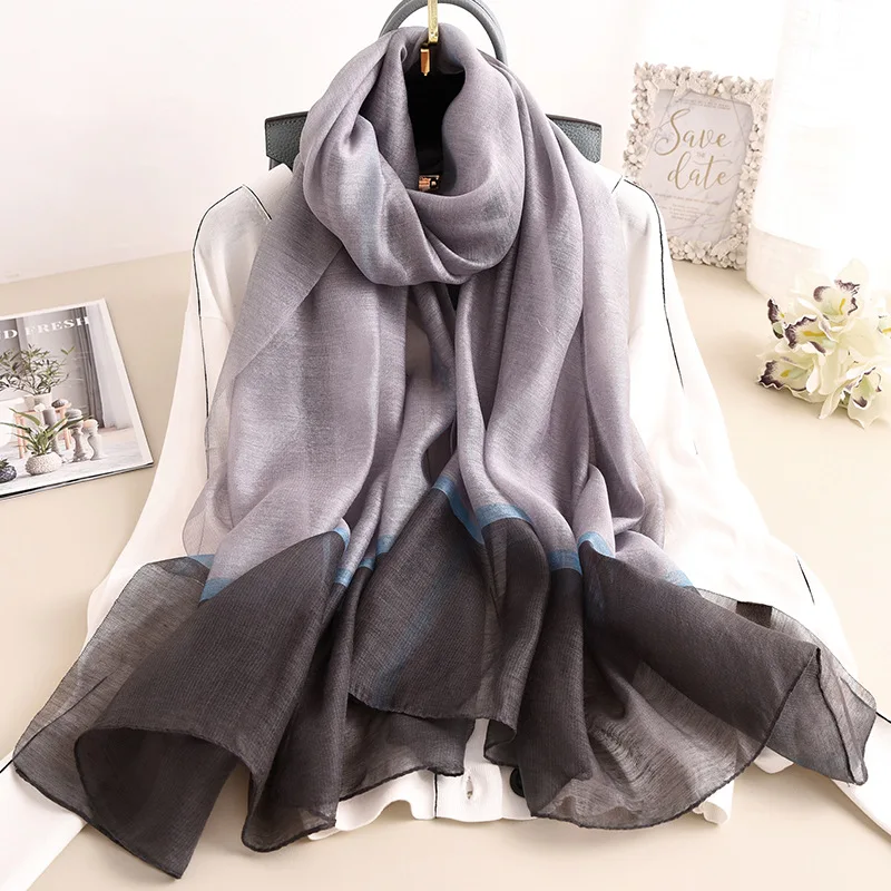 Роскошный брендовый мягкий однотонный 100% шарф из натурального шелка для женщин